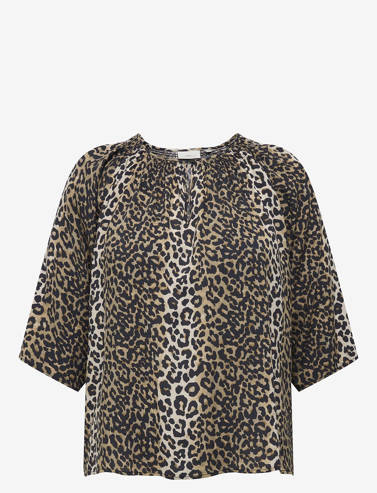 ONLY Carmakoma - CARNOVA LIFE 3/4 TOP AOP - kortärmade blusar - timber wolf - 1