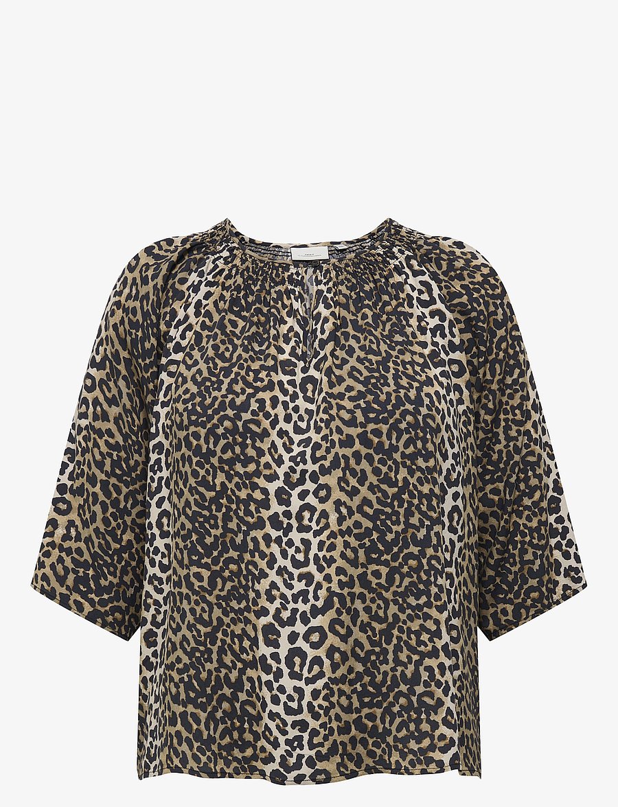 ONLY Carmakoma - CARNOVA LIFE 3/4 TOP AOP - kurzärmelige blusen - timber wolf - 1