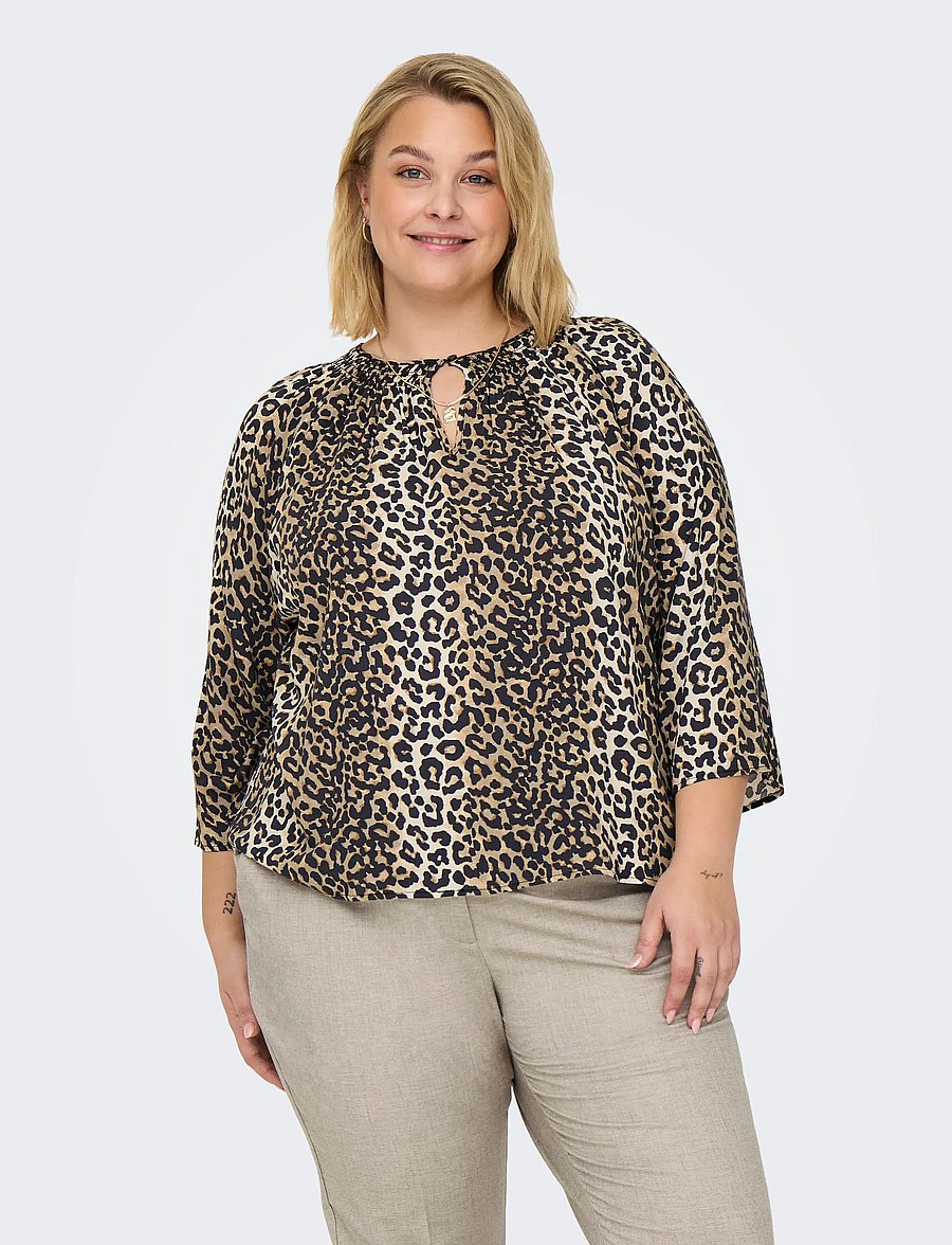ONLY Carmakoma - CARNOVA LIFE 3/4 TOP AOP - kurzärmelige blusen - timber wolf - 0
