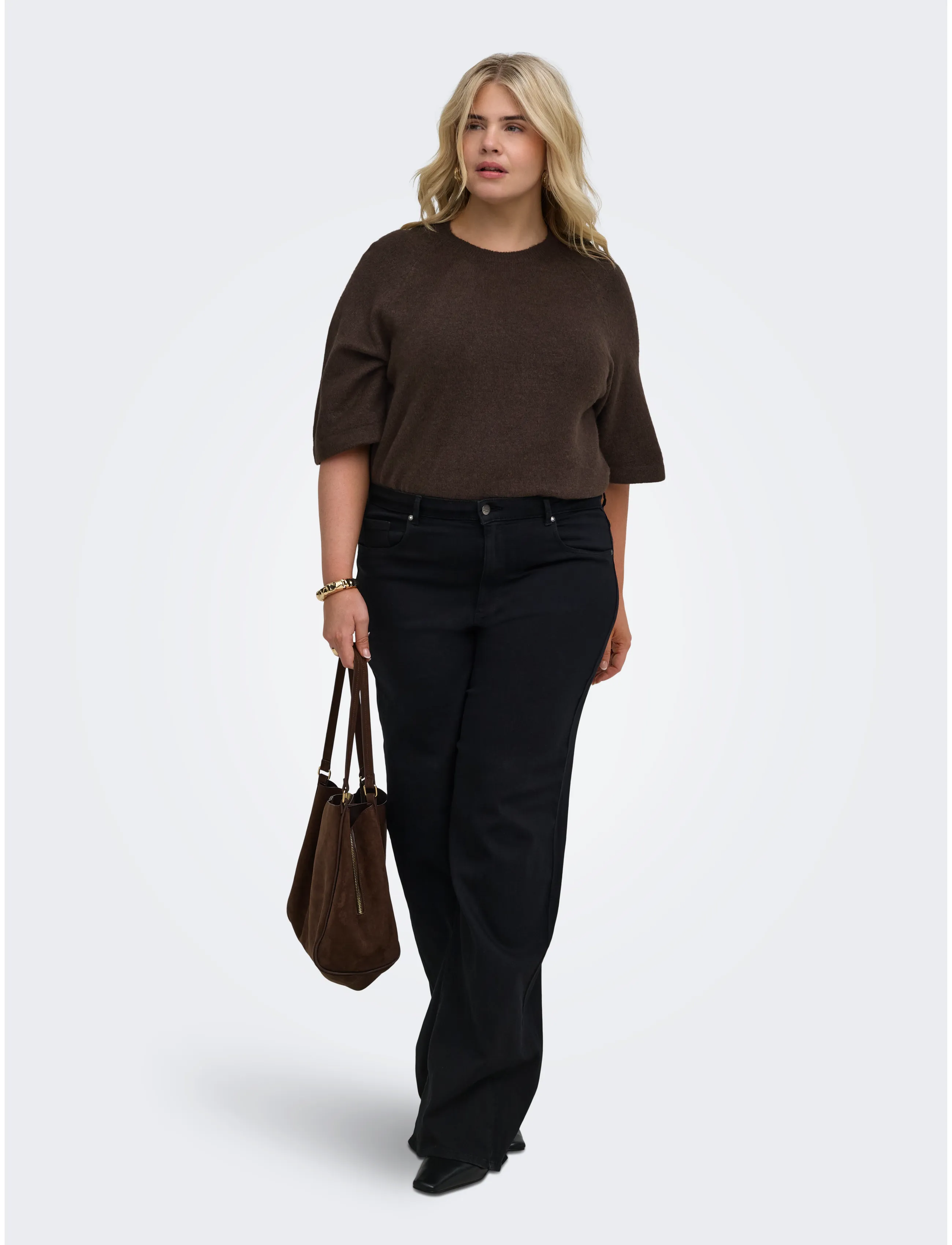 ONLY Carmakoma - CARSIMONI 3/4 PULLOVER KNT NOOS - stickade tröjor - coffee bean - 4
