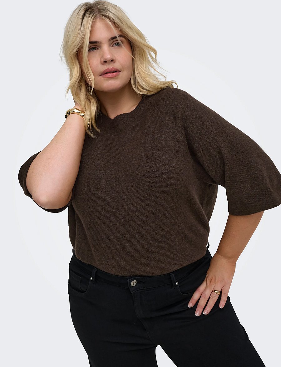 ONLY Carmakoma - CARSIMONI 3/4 PULLOVER KNT NOOS - pullover - coffee bean - 5