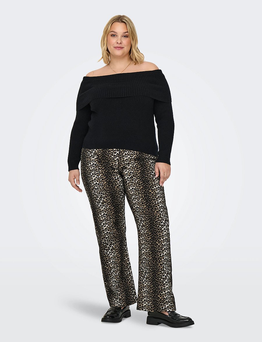 ONLY Carmakoma - CARMADISON HW WIDE AOP LONG PNT - hosen mit weitem bein - black - 4