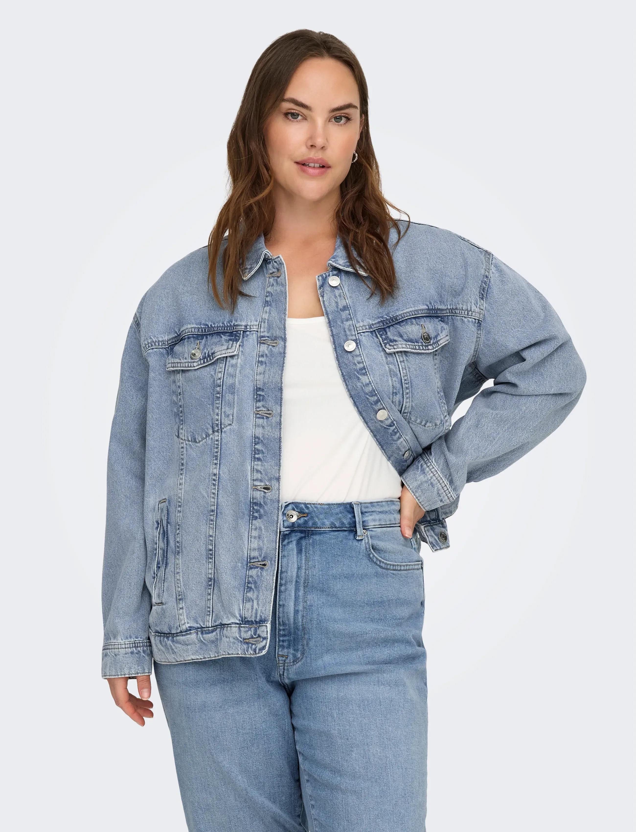 ONLY Carmakoma Carocean L/S Oversize Jkt Dnm Noos, 44, Blue, Jakker > Denim, Dame