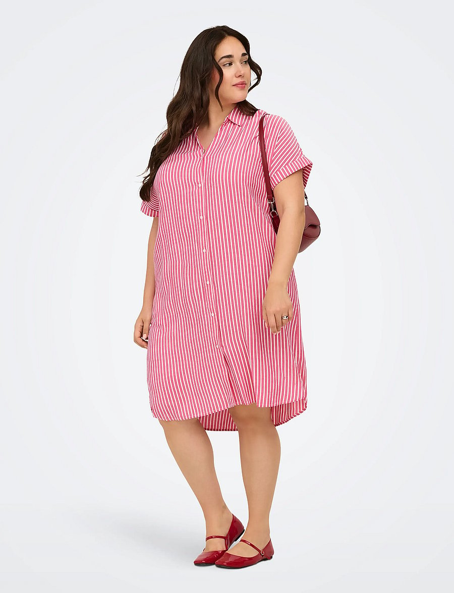ONLY Carmakoma - CARPENNA S/S SHIRT KNEE DRESS WVN - hemdkleider - raspberry - 0