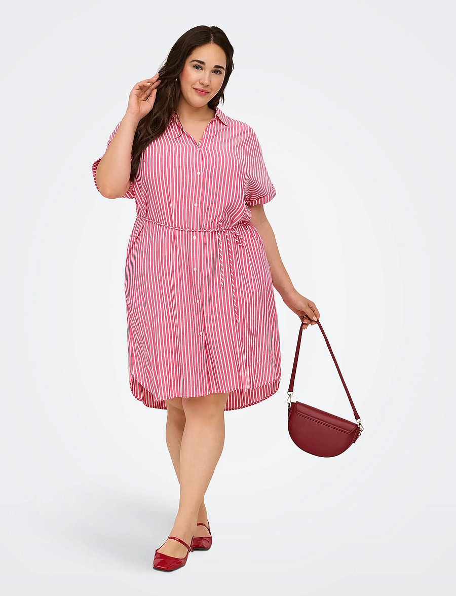 ONLY Carmakoma - CARPENNA S/S SHIRT KNEE DRESS WVN - hemdkleider - raspberry - 4