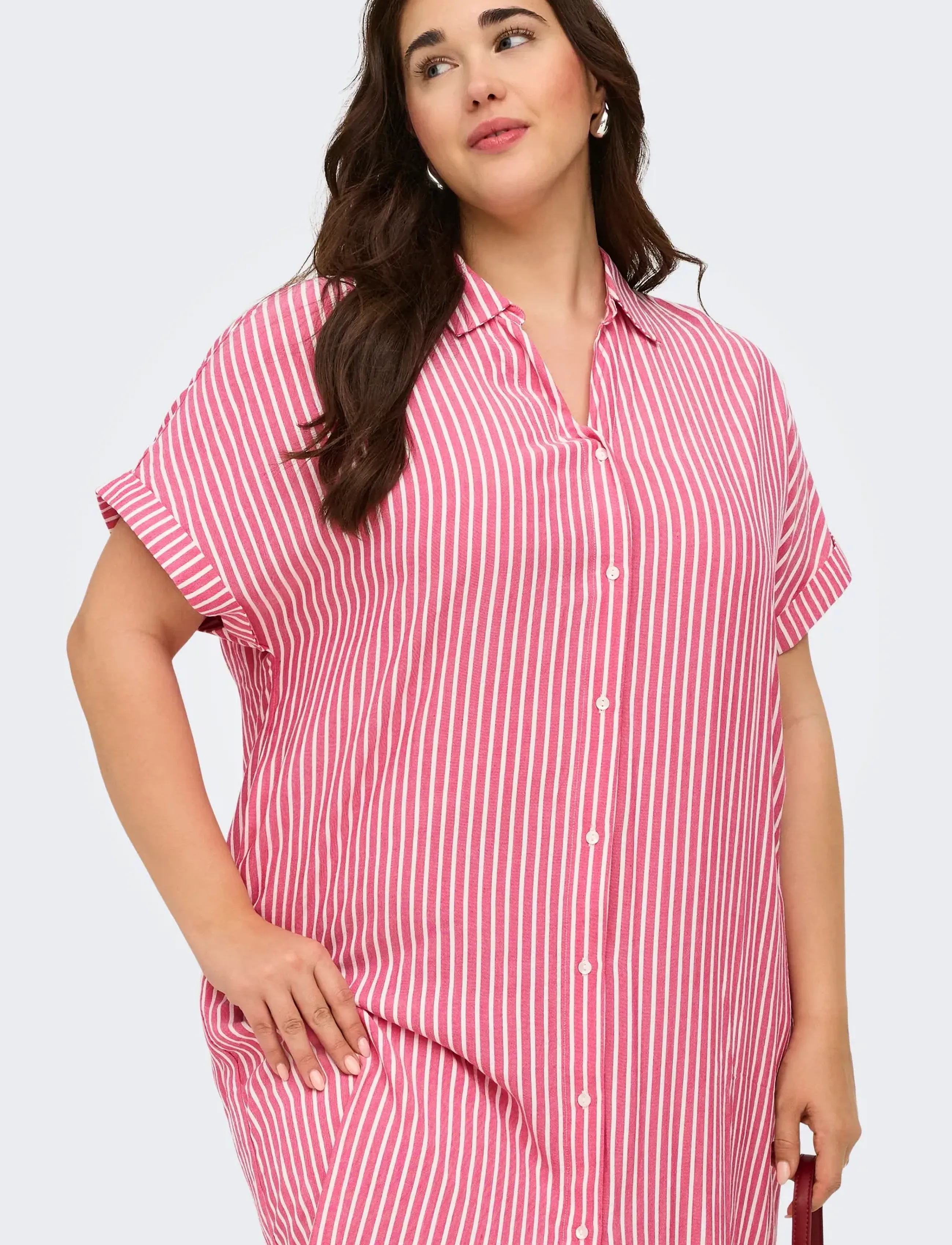 ONLY Carmakoma Carpenna S/S Shirt Knee Dress Wvn skjortklänningar dam – bild 6