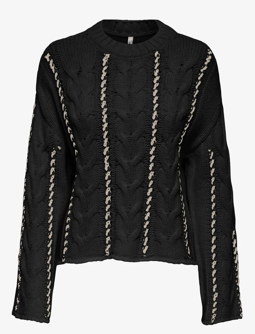 ONLY Carmakoma - CARTESSA CABEL STITCH LS O-NECK KNT - peysur - black - 0