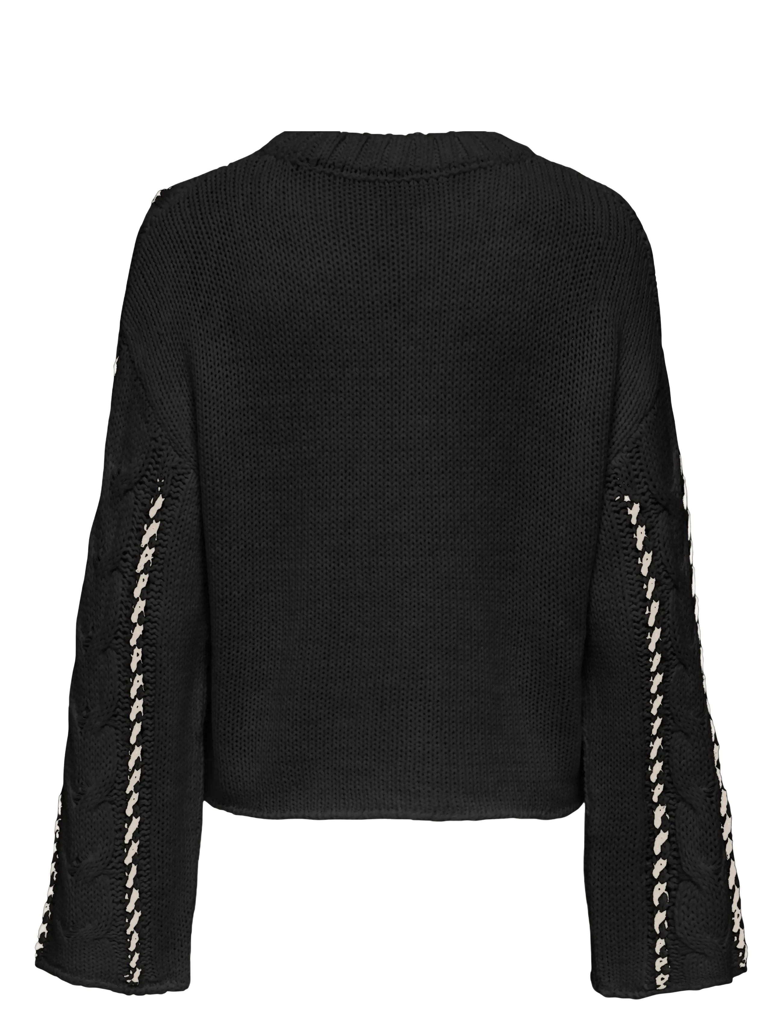ONLY Carmakoma - CARTESSA CABEL STITCH LS O-NECK KNT - sviitrid - black - 1
