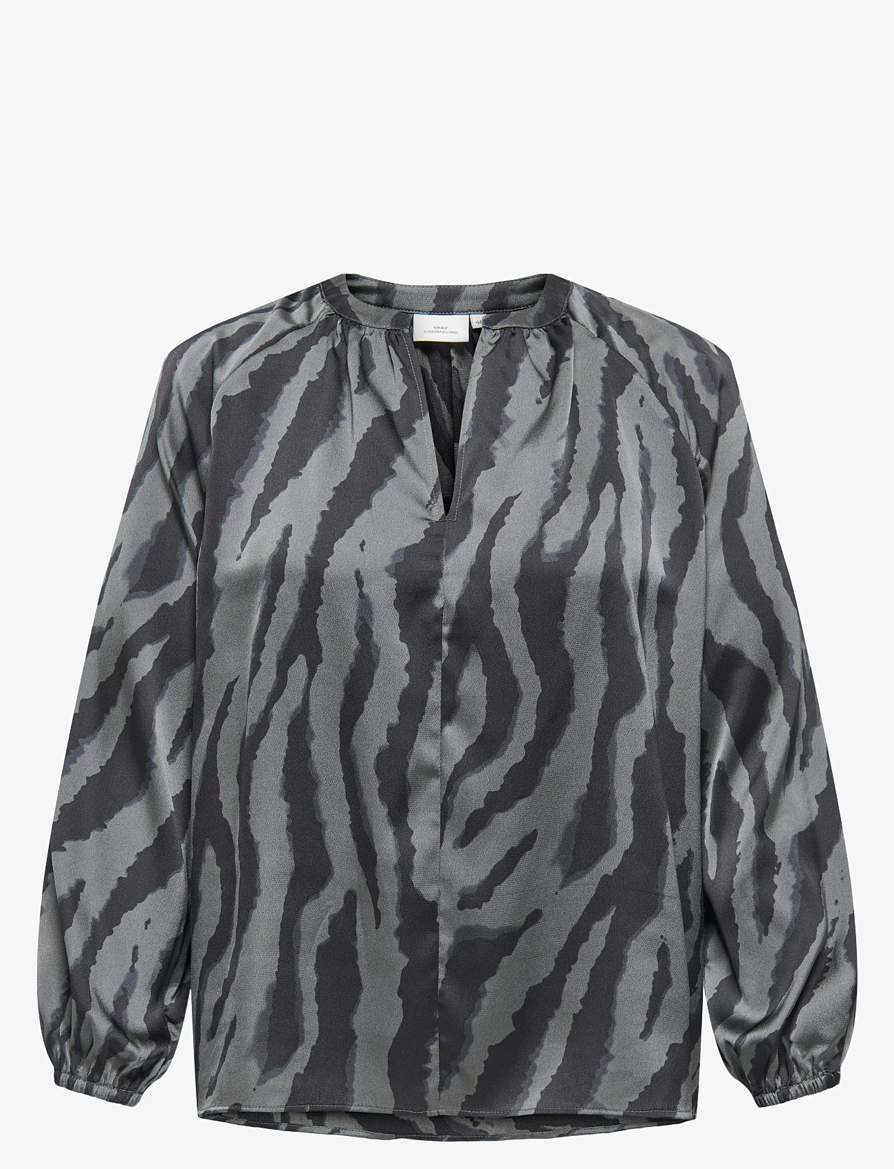 ONLY Carmakoma - CARZORRA L/S O-NECK SPLIT TOP WVN - langärmlige blusen - black - 1