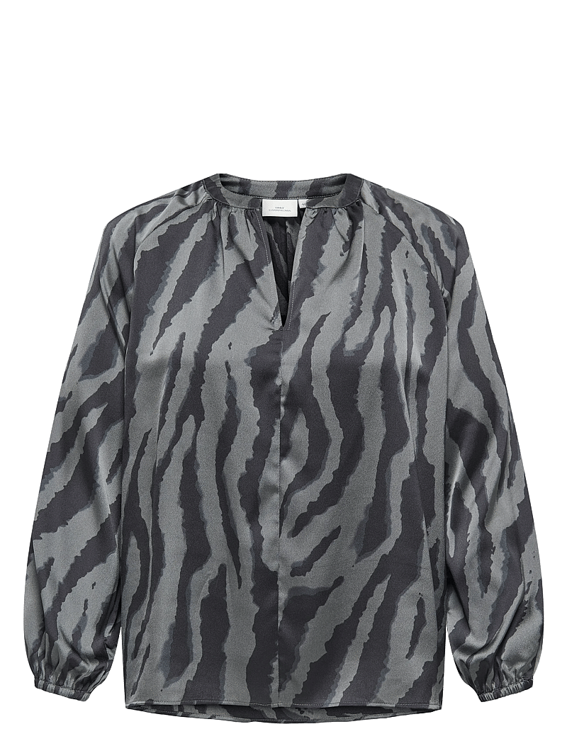 ONLY Carmakoma - CARZORRA L/S O-NECK SPLIT TOP WVN - langärmlige blusen - black - 1