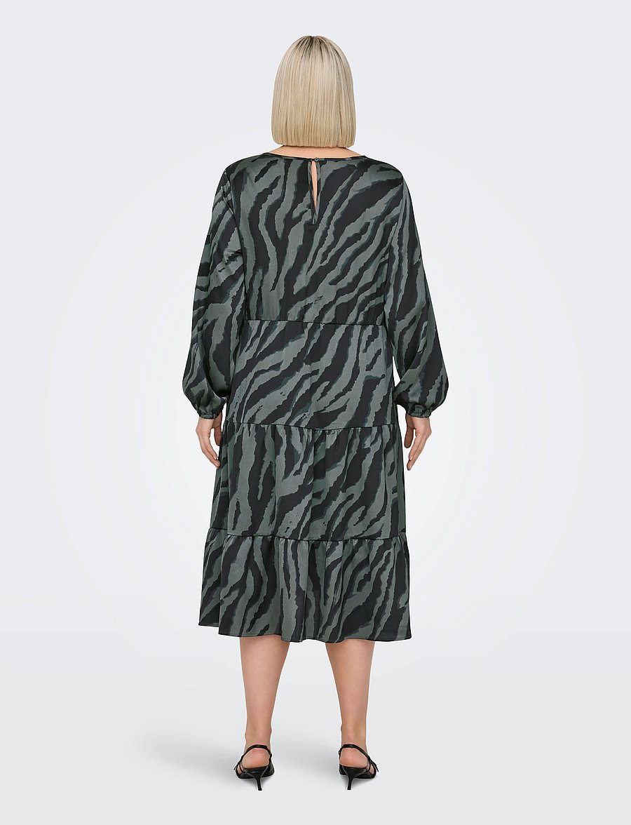 ONLY Carmakoma - CARZORRA L/S O-NECK DRESS WVN - midi dresses - black - 3