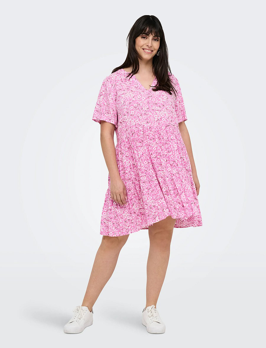 ONLY Carmakoma - CARZALLY S/S THEA TUNIC DRESS NOOS - kurze kleider - fuchsia pink - 4