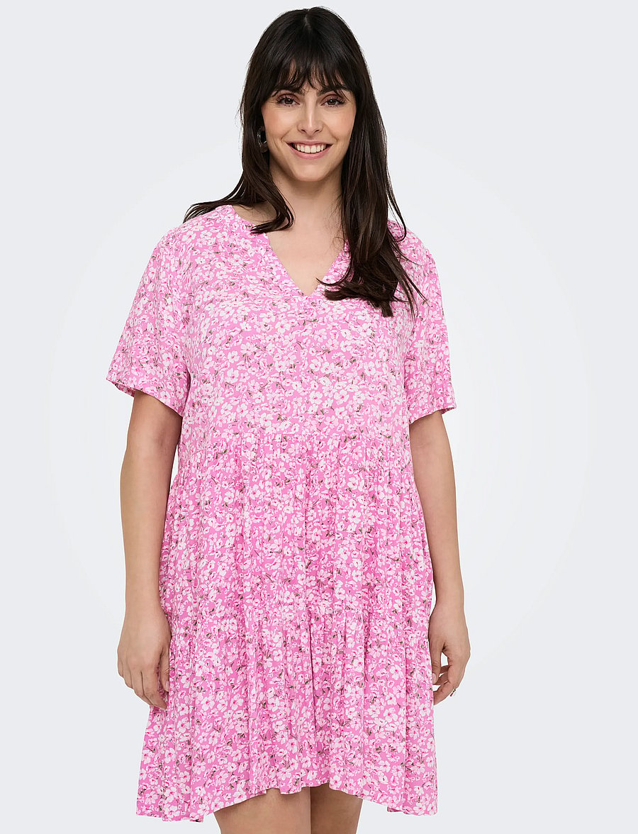 ONLY Carmakoma - CARZALLY S/S THEA TUNIC DRESS NOOS - kurze kleider - fuchsia pink - 5