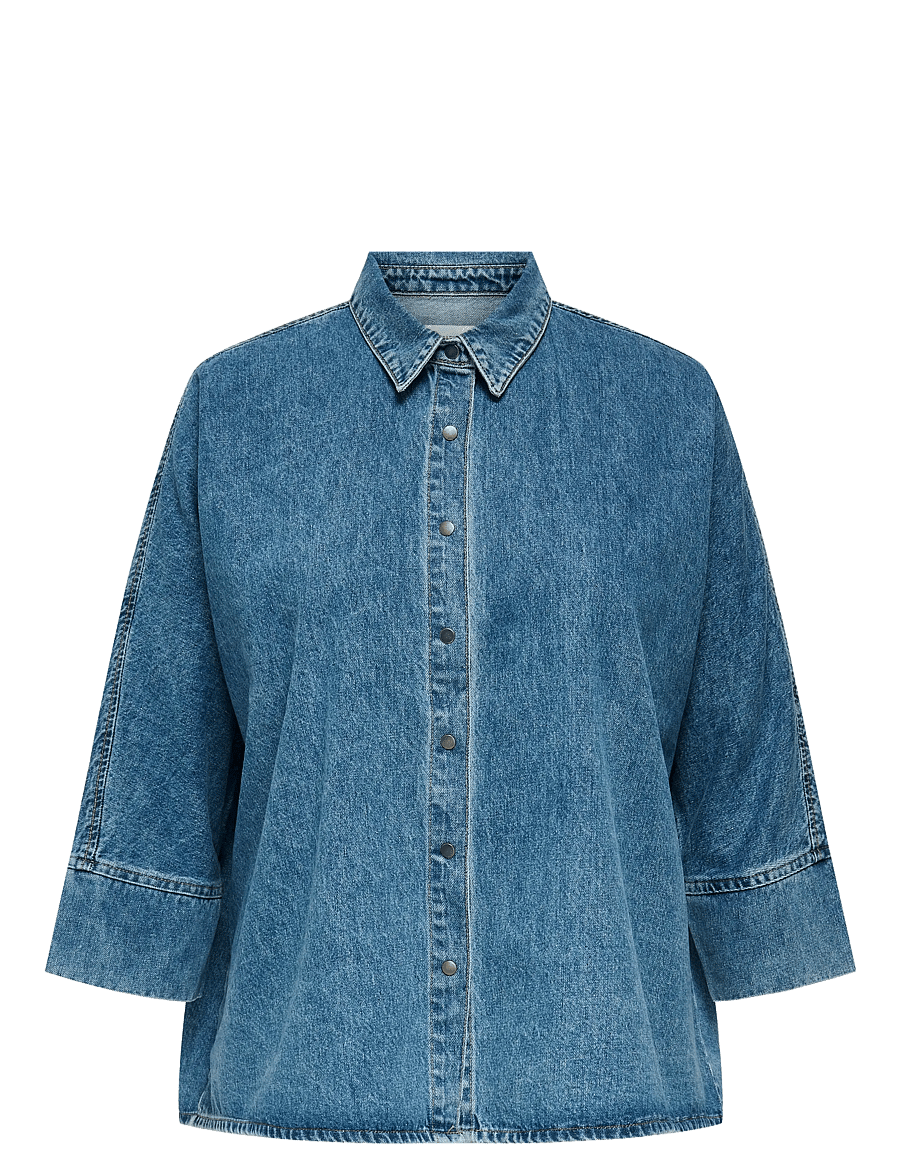 ONLY Carmakoma - CARGRACE 3/4 DNM SHIRT TAI NOOS - jeanshemden - medium blue denim - 1