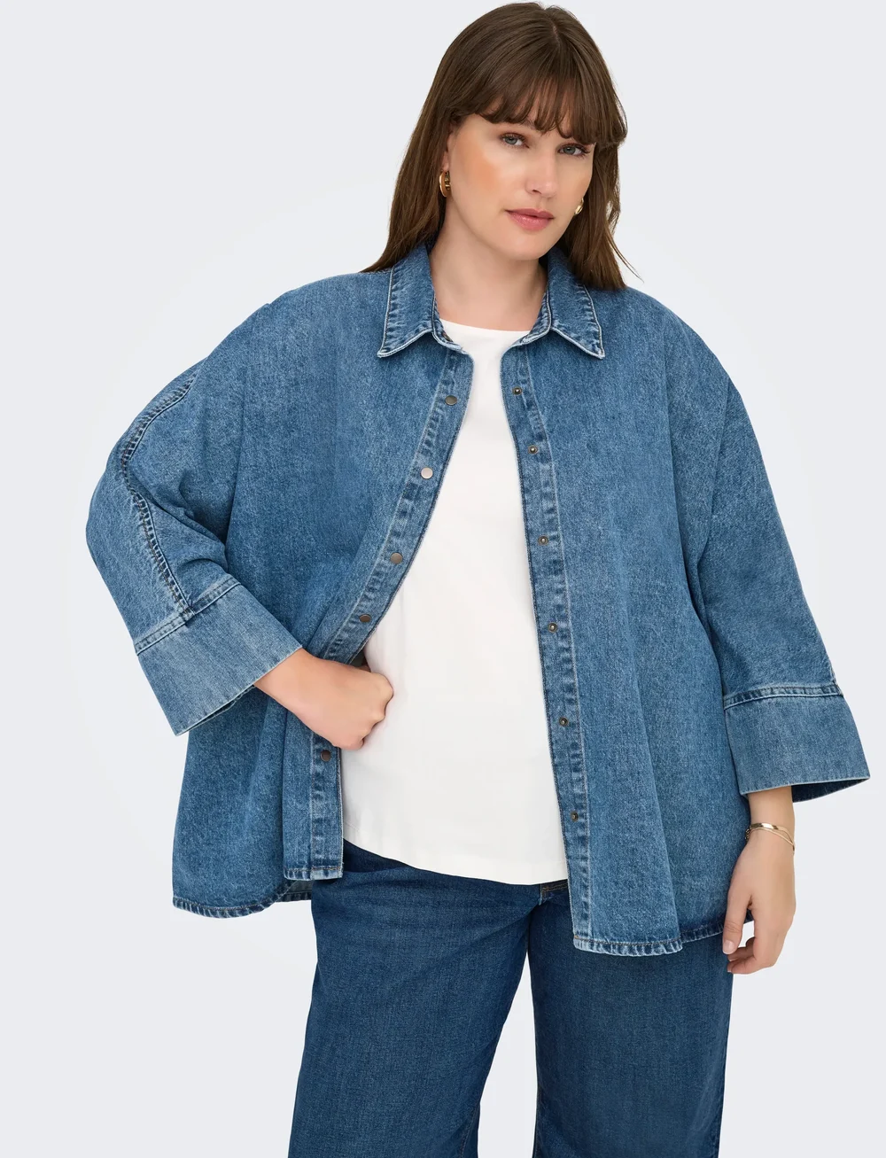 ONLY Carmakoma - CARGRACE 3/4 DNM SHIRT TAI NOOS - denim shirts - medium blue denim - 5