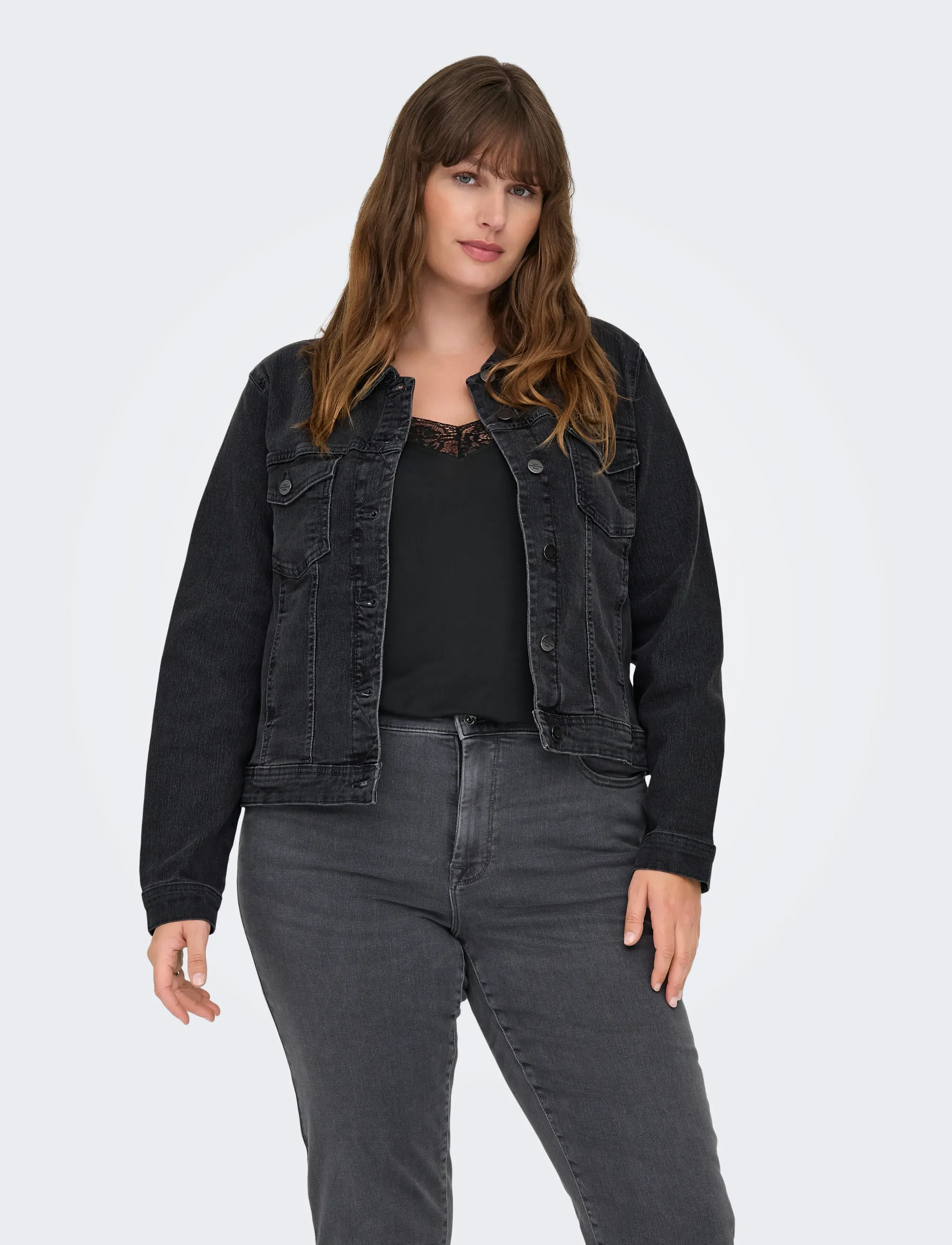 ONLY Carmakoma CARWESPA LS DGD JACKET DNM - Kleidung - DARK GREY DENIM / black