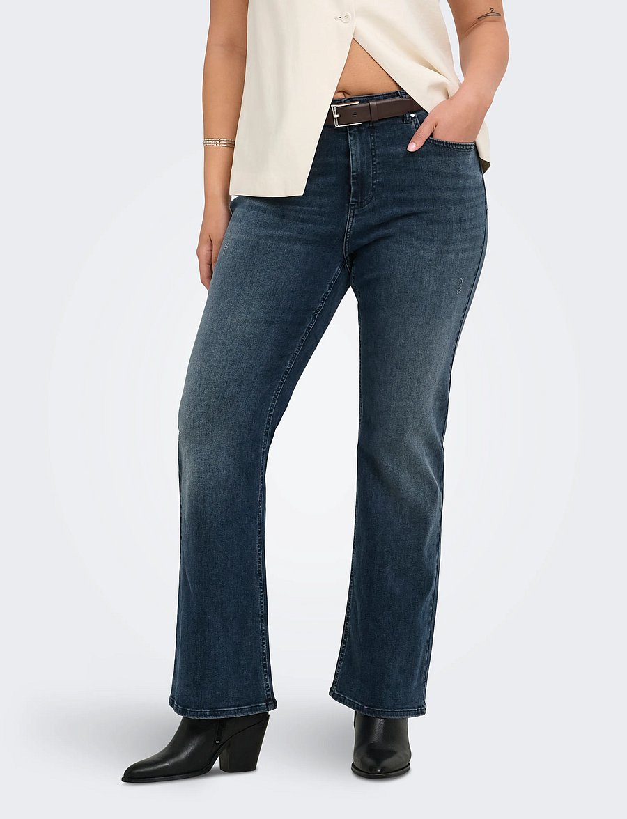 ONLY Carmakoma - CARWILLY HW FLARED DNM REA409 NOOS - schlaghosen - blue black denim - 0