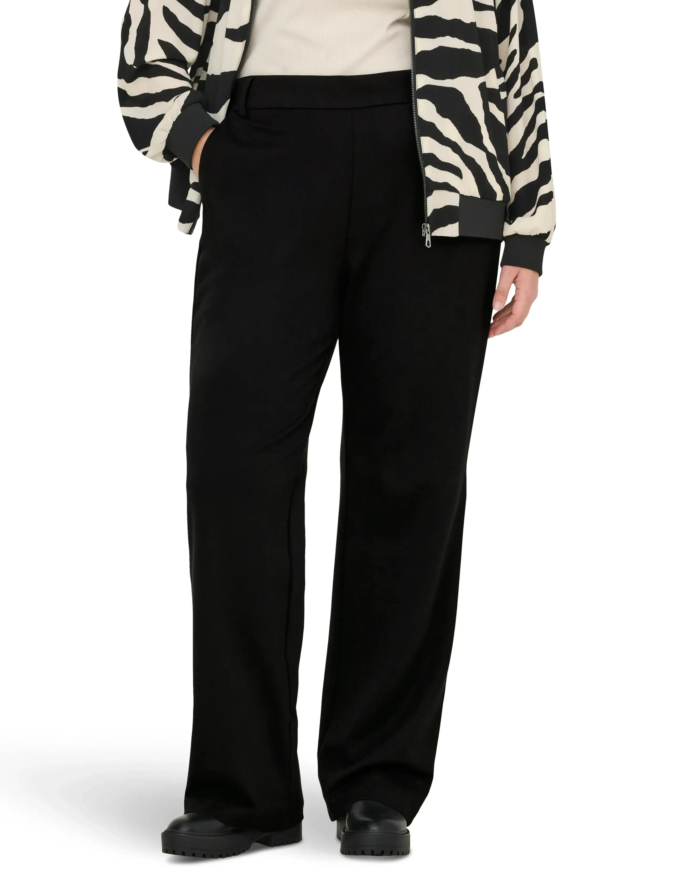 ONLY Carmakoma CARGOLDTRASH LIFE MW STRAIGHT PANT NOOS - Transitional Layering - BLACK / black