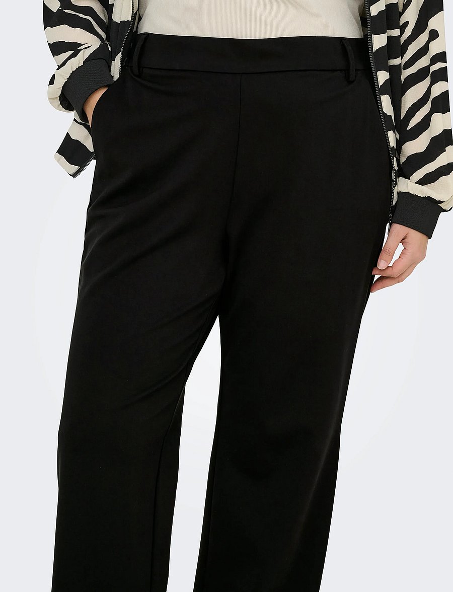 ONLY Carmakoma - CARGOLDTRASH MW STRAIGHT PANT NOOS - straight leg trousers - black - 4