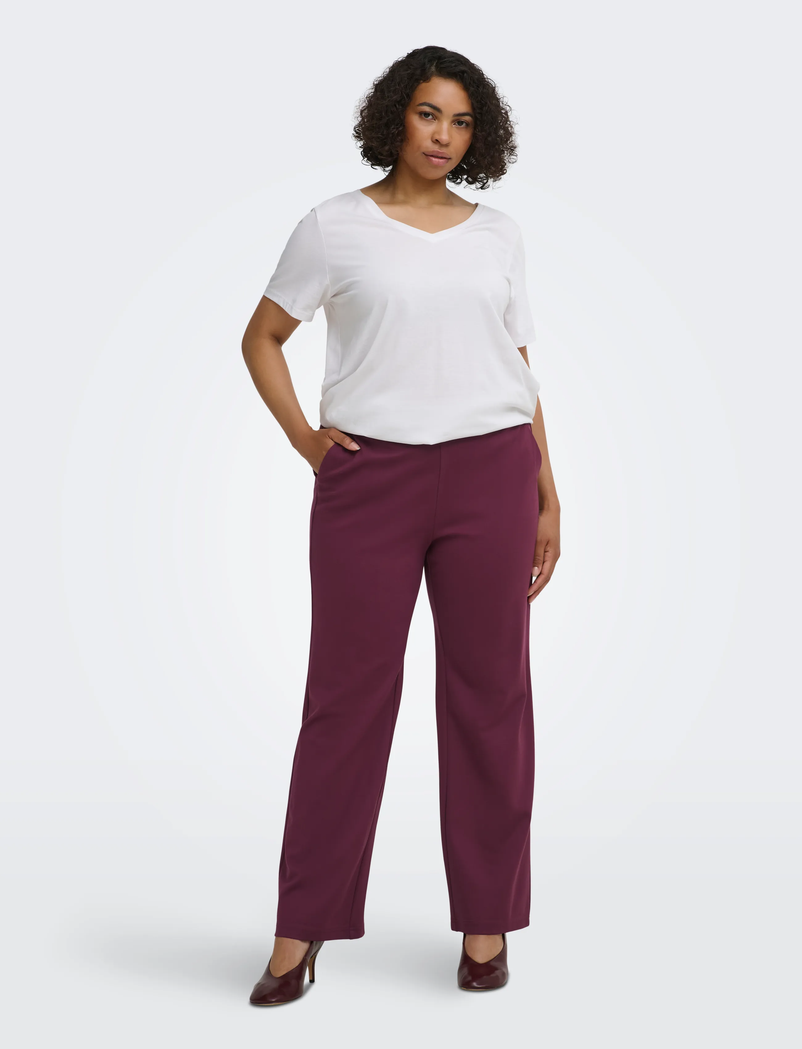 ONLY Carmakoma - CARGOLDTRASH MW STRAIGHT PANT NOOS - raka byxor - port royale - 4