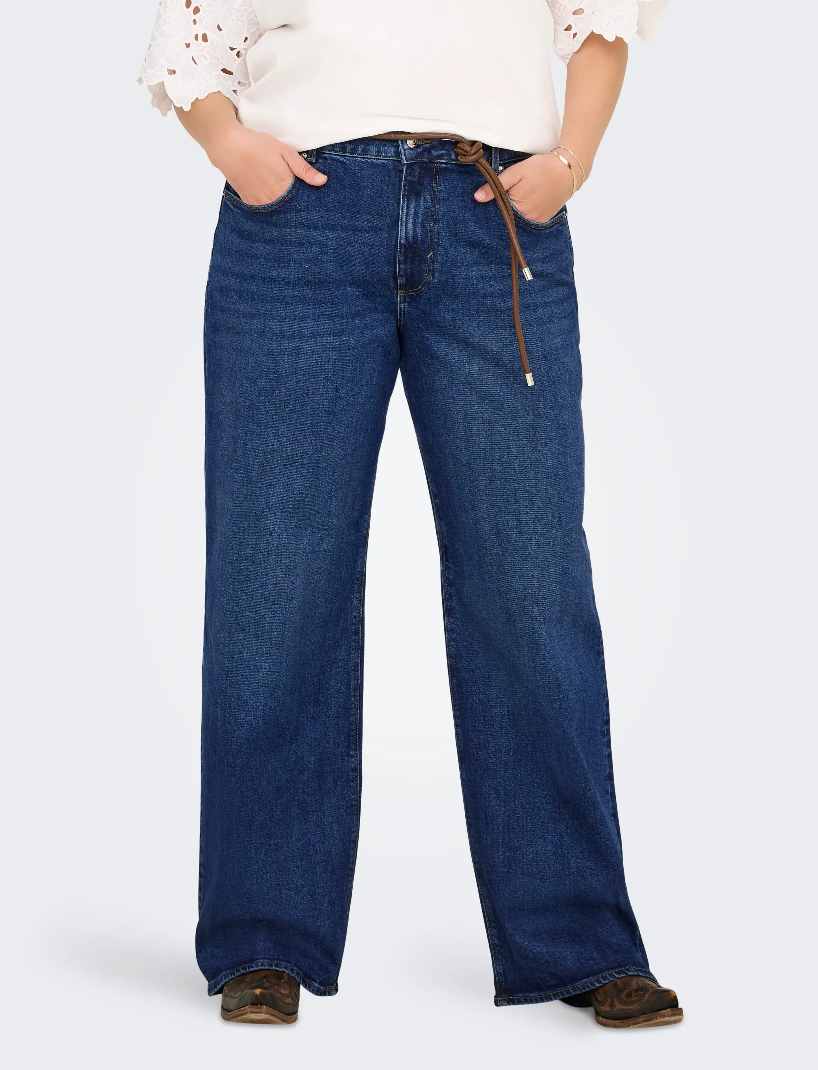 ONLY Carmakoma CARJUICY HW WIDE LEG REA255 NOOS - Brede jeans - DARK BLUE DENIM / blue