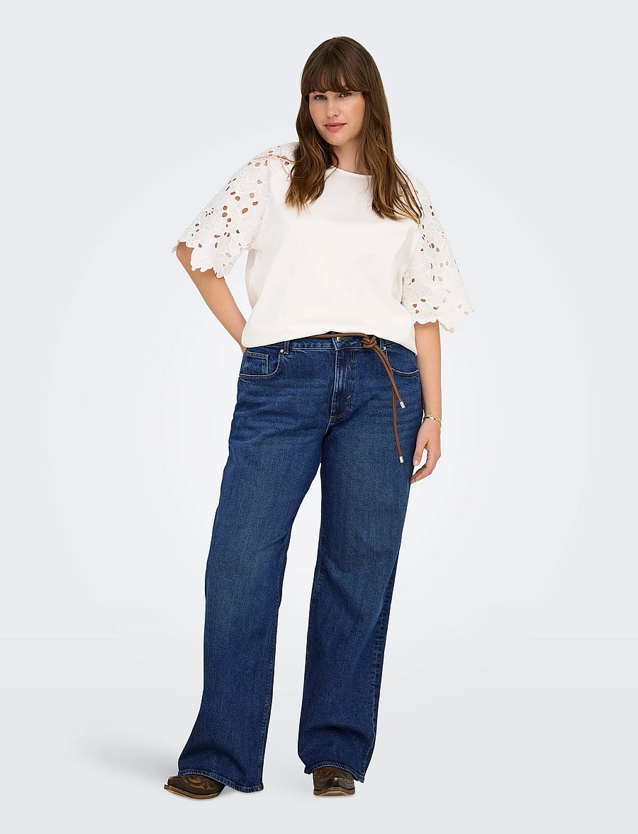 ONLY Carmakoma - CARJUICY HW WIDE LEG REA255 NOOS - jeans met wijde pijpen - dark blue denim - 4