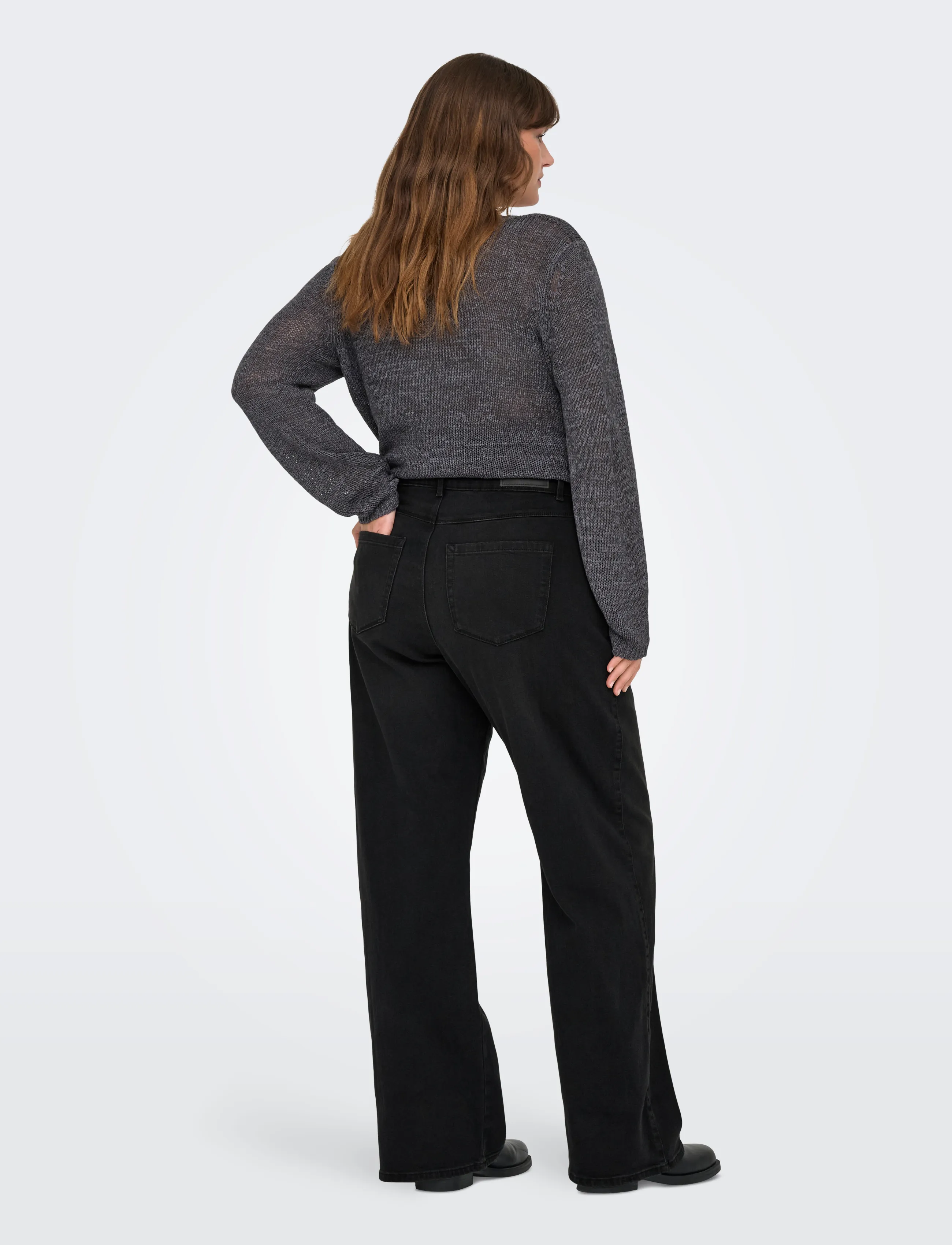 ONLY Carmakoma - CARSNOW HW WIDE DNM JEANS  PIM WB NOOS - brede jeans - washed black - 3