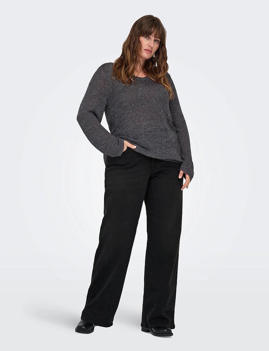 ONLY Carmakoma - CARSNOW HW WIDE DNM JEANS PIM WB NOOS - brede jeans - washed black - 4