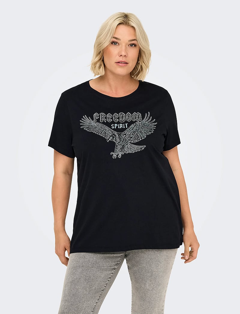 ONLY Carmakoma - CARCRUZ LIFE SS O-NECK REG TEE JRS - black - 0