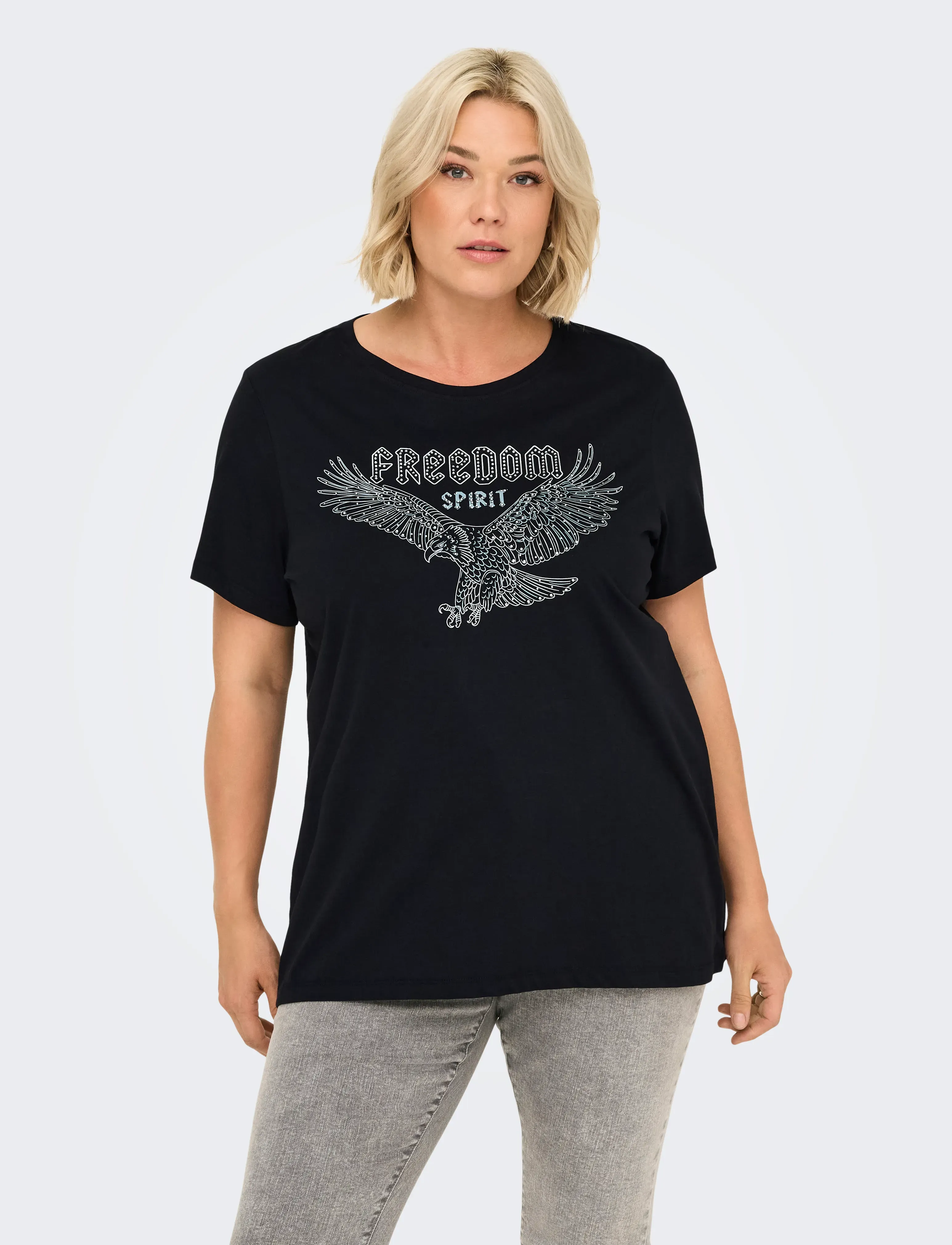 ONLY Carmakoma - CARCRUZ LIFE SS O-NECK REG TEE JRS - black - 0