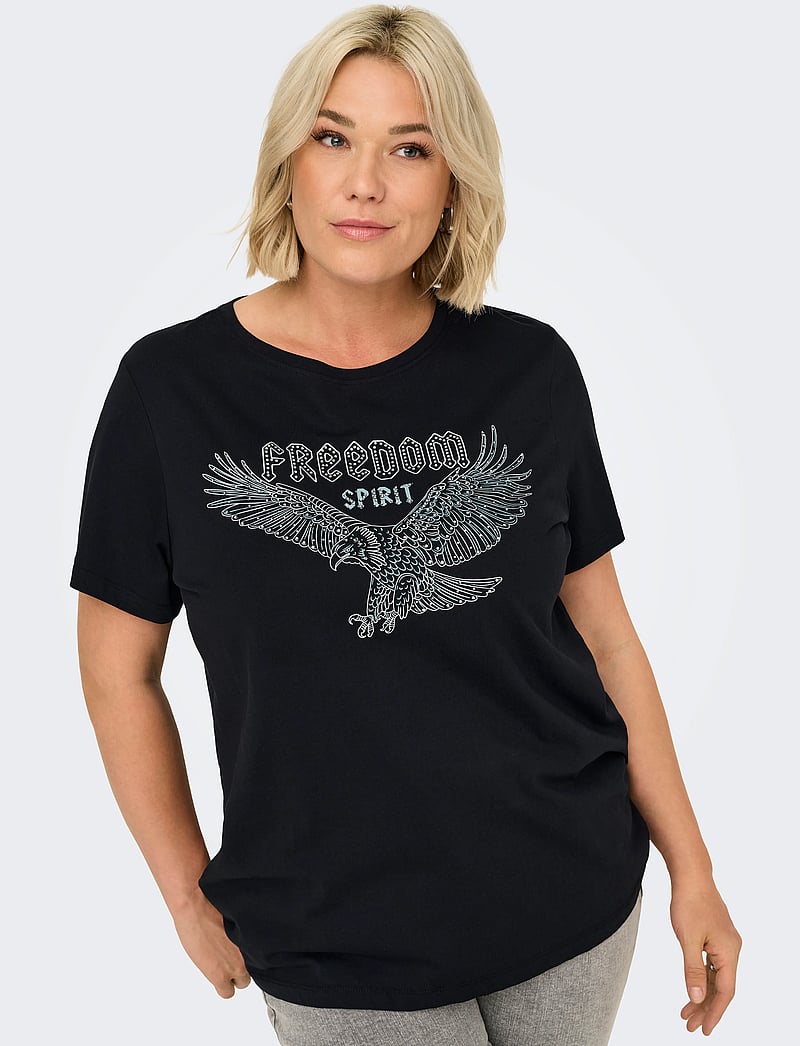 ONLY Carmakoma - CARCRUZ LIFE SS O-NECK REG TEE JRS - black - 4