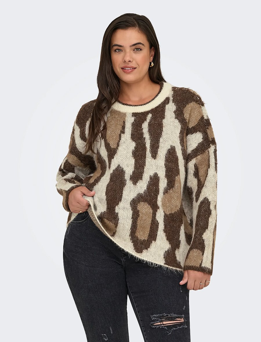 ONLY Carmakoma - CAREDELIE LIFE LS JQ O-NECK KNT - džemperi - birch - 0