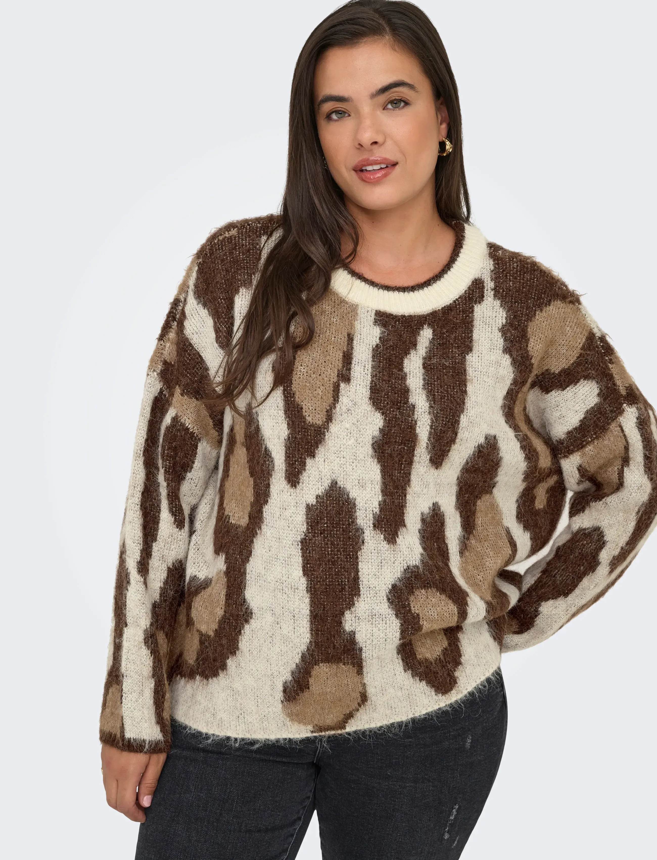 ONLY Carmakoma - CAREDELIE LIFE LS JQ O-NECK KNT - džemperi - birch - 5