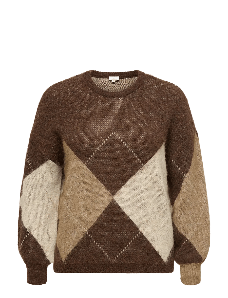ONLY Carmakoma - CARNOEME JQ LS O-NECK KNT NOOS - pullover - chestnut - 1