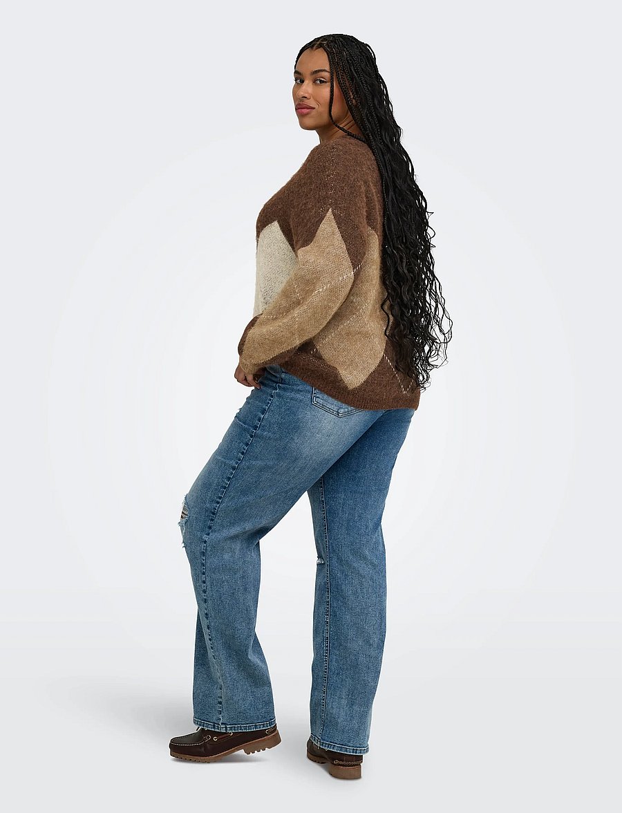 ONLY Carmakoma - CARNOEME JQ LS O-NECK KNT NOOS - pullover - chestnut - 3