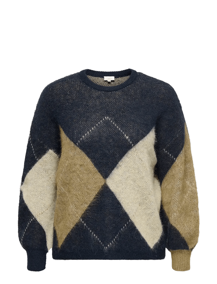 ONLY Carmakoma - CARNOEME JQ LS O-NECK KNT NOOS - striktrøjer - night sky - 1