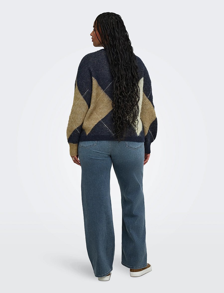ONLY Carmakoma - CARNOEME JQ LS O-NECK KNT NOOS - striktrøjer - night sky - 3