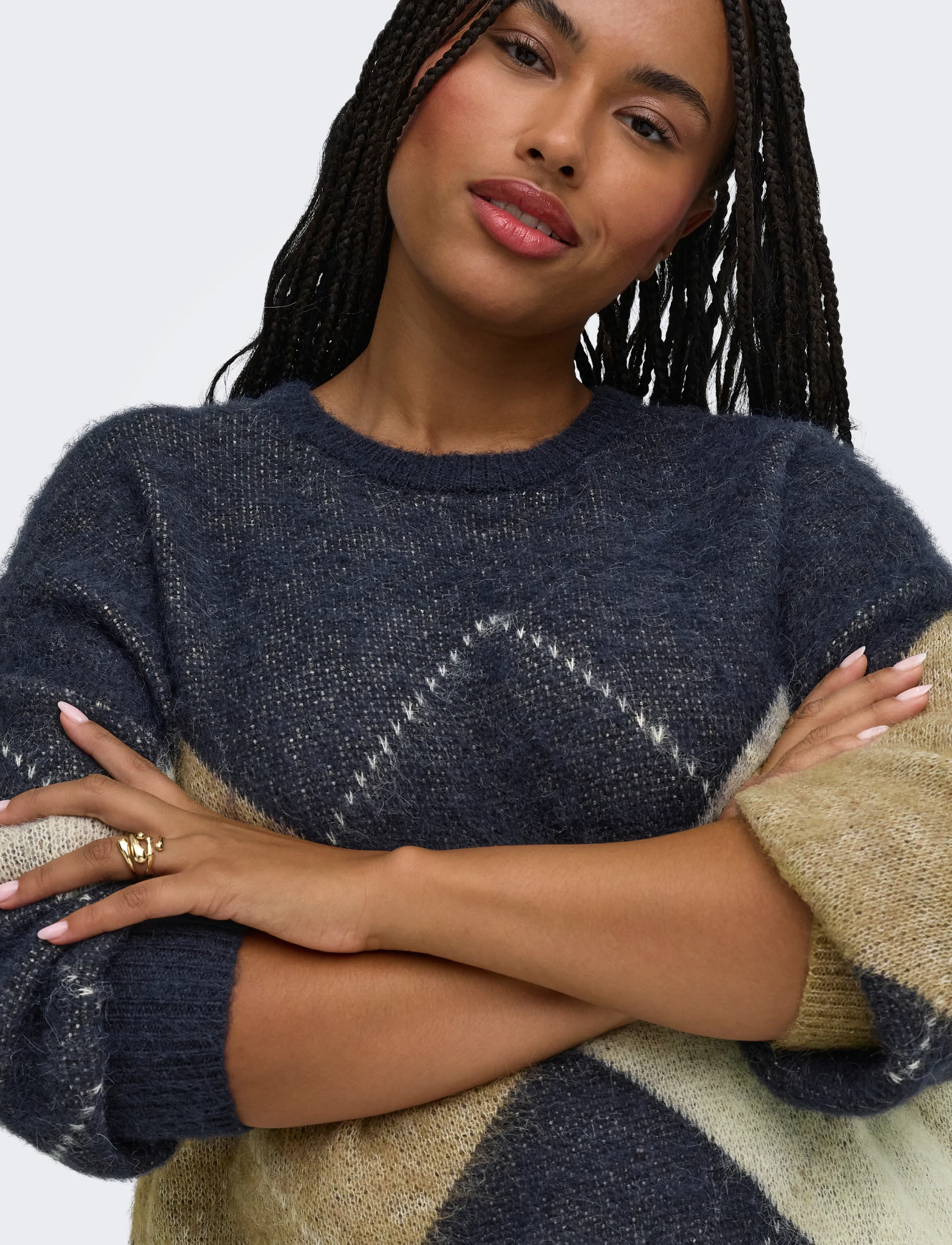 ONLY Carmakoma - CARNOEME JQ LS O-NECK KNT NOOS - striktrøjer - night sky - 5
