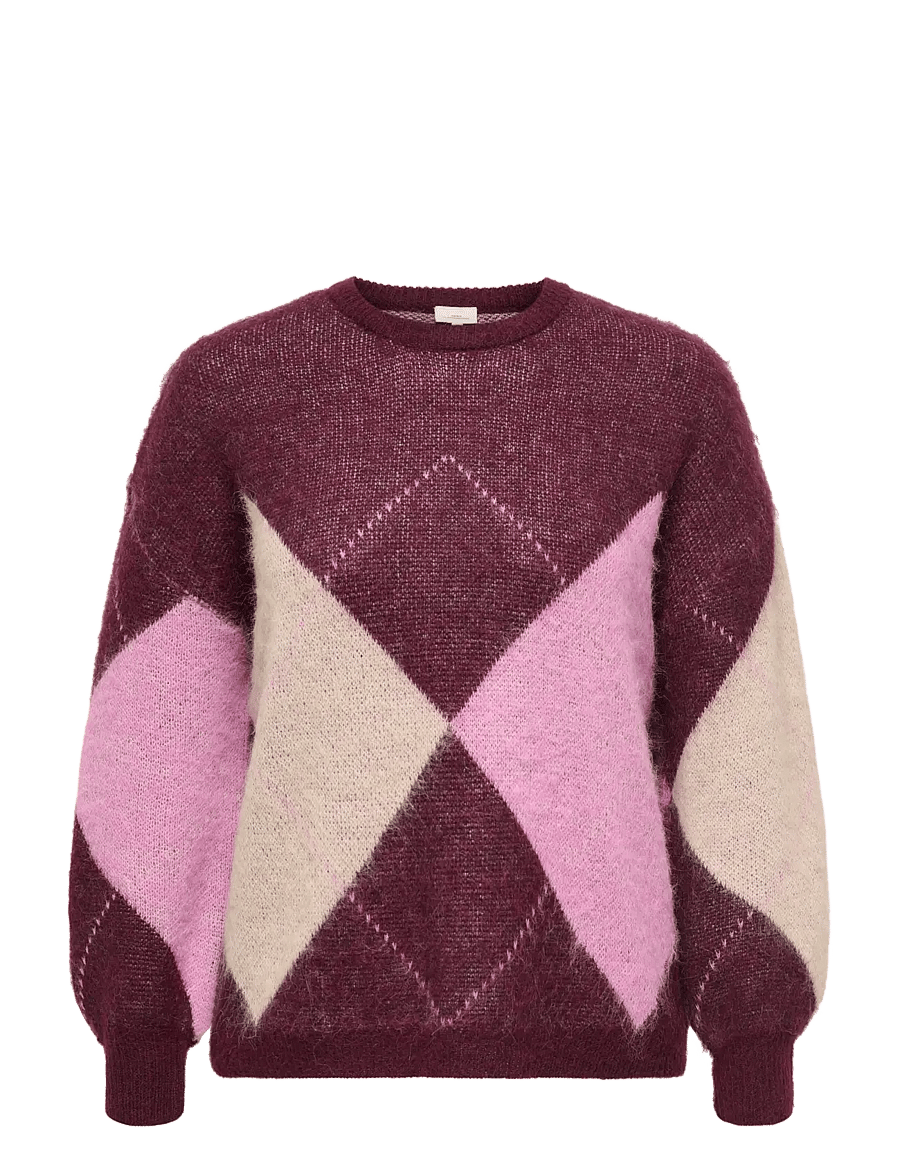ONLY Carmakoma - CARNOEME JQ LS O-NECK KNT NOOS - winetasting - 1
