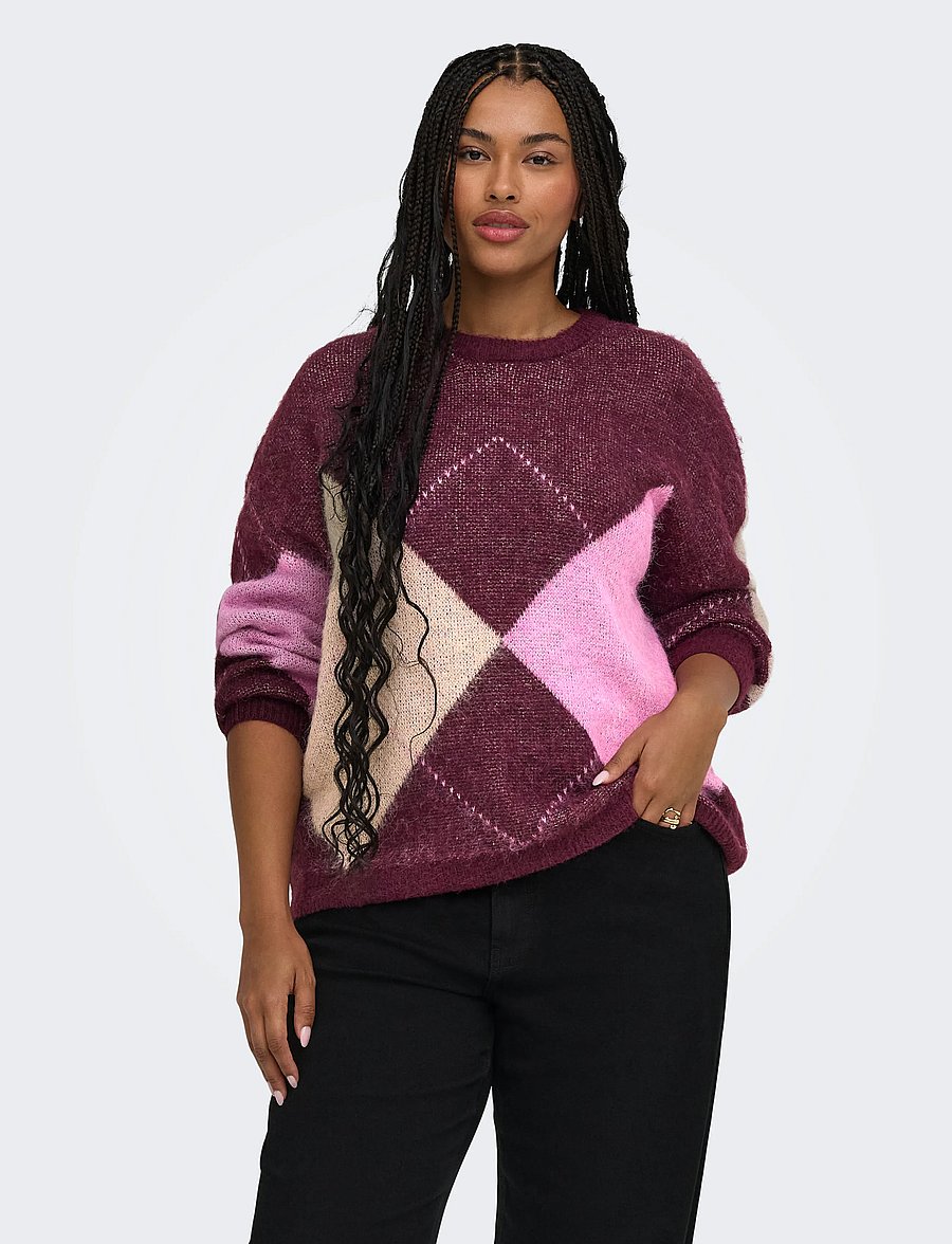 ONLY Carmakoma - CARNOEME JQ LS O-NECK KNT NOOS - winetasting - 0