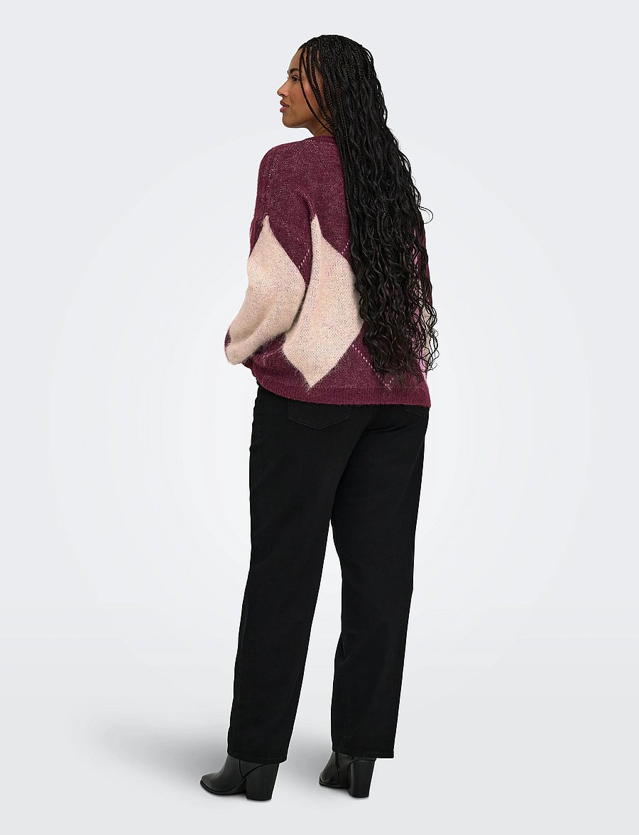 ONLY Carmakoma - CARNOEME JQ LS O-NECK KNT NOOS - winetasting - 3