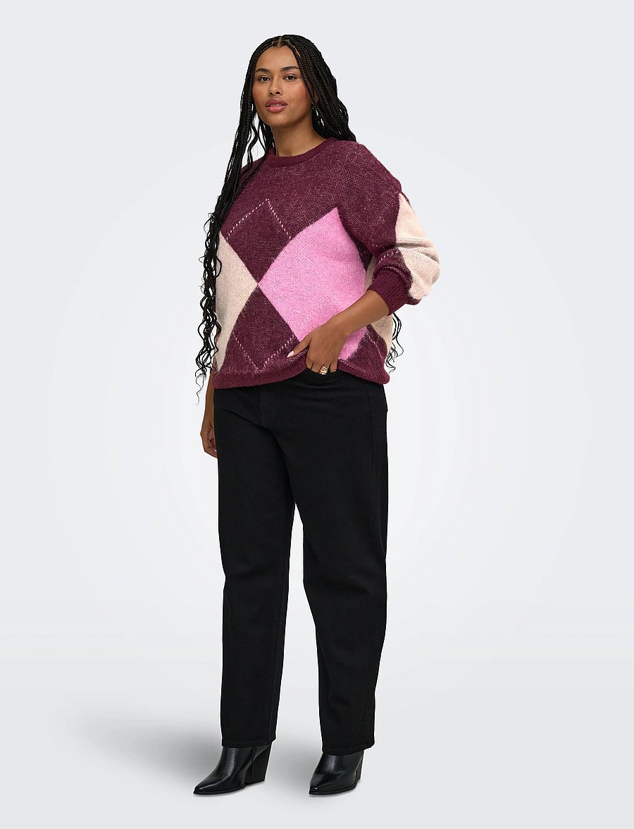 ONLY Carmakoma - CARNOEME JQ LS O-NECK KNT NOOS - winetasting - 4