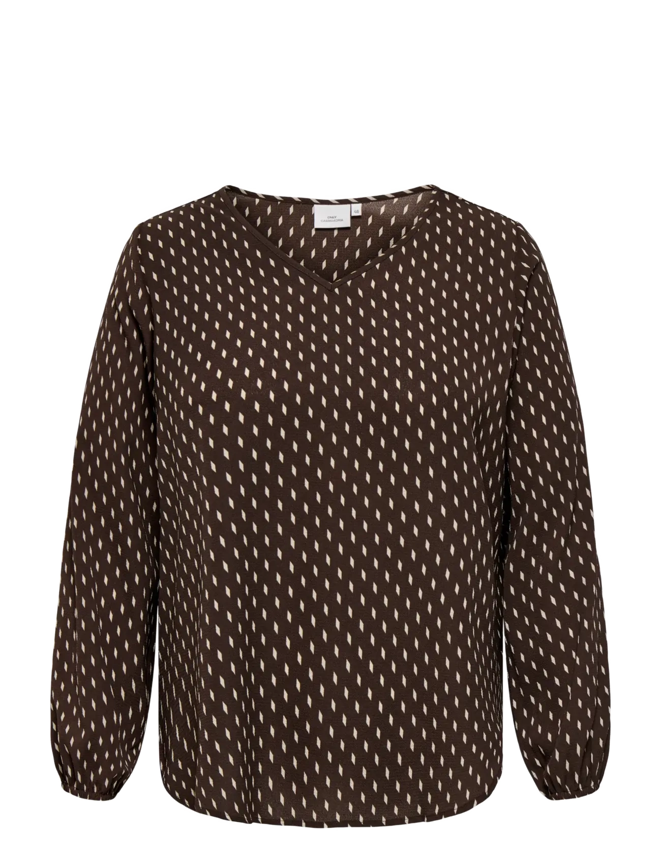 ONLY Carmakoma - CARVICA L/S V-NECK TOP WVN NOOS - coffee bean - 1