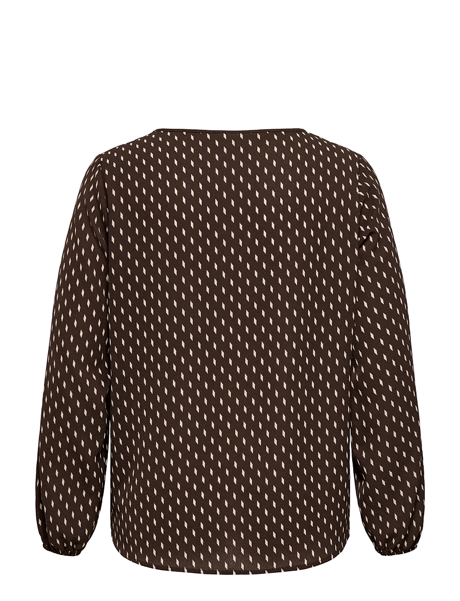 ONLY Carmakoma - CARVICA L/S V-NECK TOP WVN NOOS - coffee bean - 2