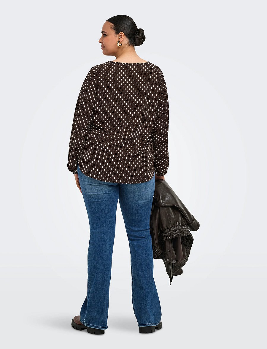 ONLY Carmakoma - CARVICA L/S V-NECK TOP WVN NOOS - coffee bean - 3
