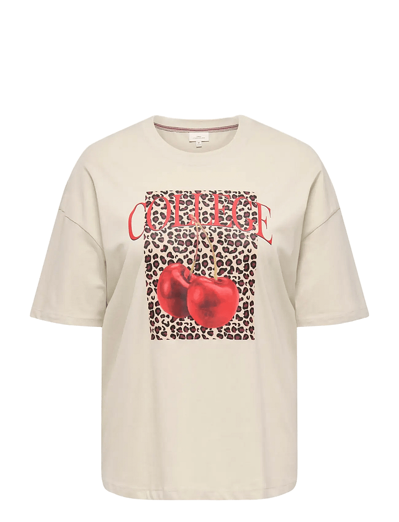 ONLY Carmakoma - CARKOURTNEY LIFE SS O-NECK REG TEE JRS - pumice stone - 1