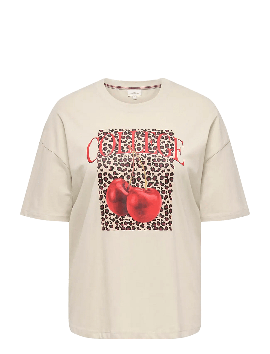 ONLY Carmakoma - CARKOURTNEY LIFE SS O-NECK REG TEE JRS - pumice stone - 1