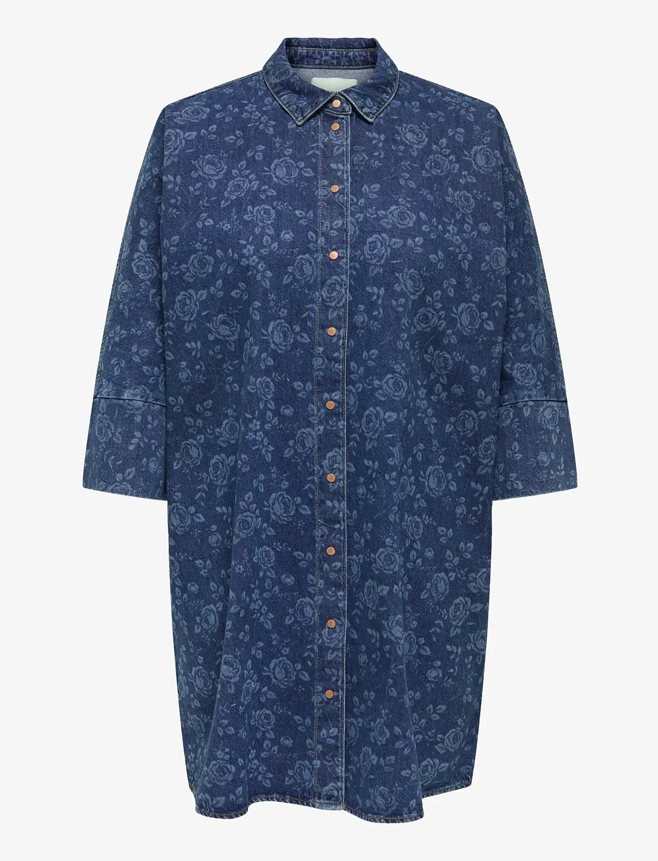 ONLY Carmakoma - CARGRACE 3/4 ROSE DNM DRESS PIM - hemdkleider - medium blue denim - 1