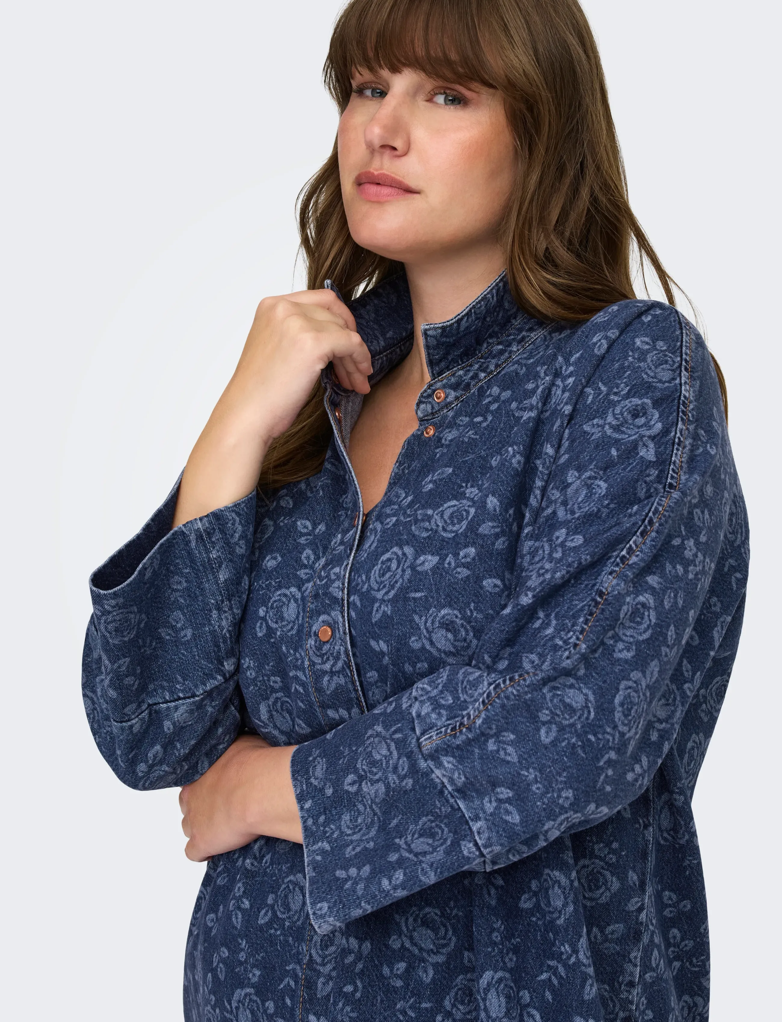 ONLY Carmakoma Cargrace 3/4 Rose Dnm Dress Pim skjortklänningar dam – bild 6