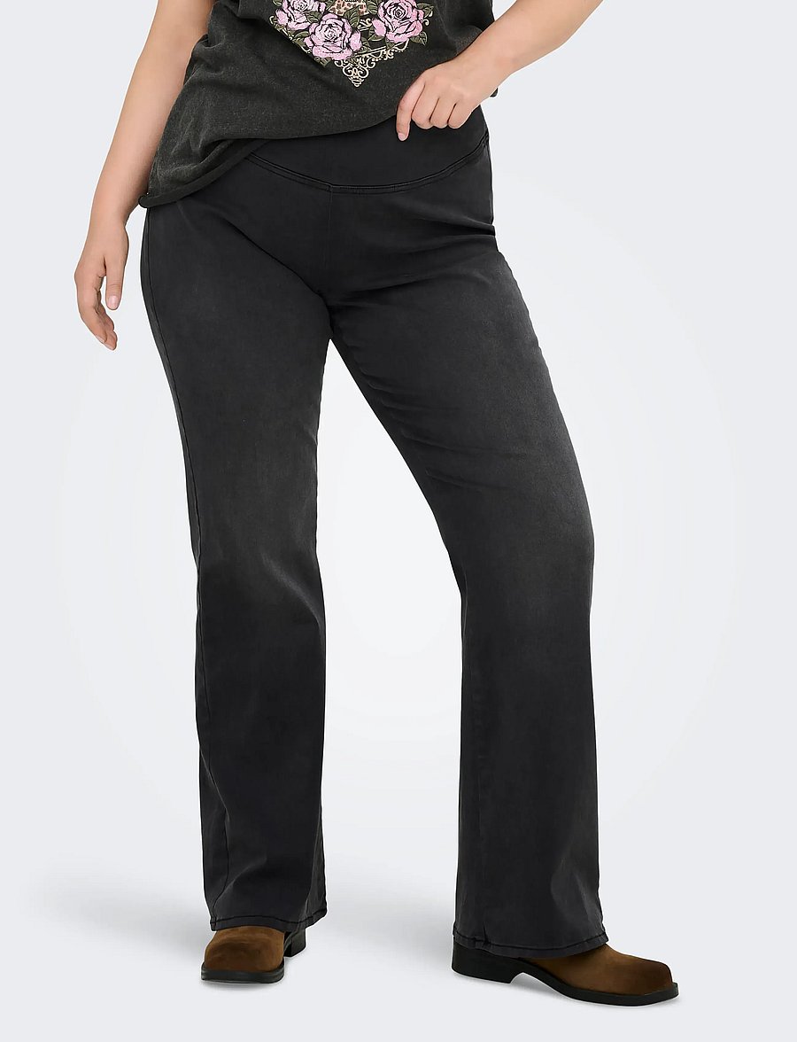 ONLY Carmakoma - CARROYAL MID WAIST FLARED LEGGING NOOS - washed black - 0